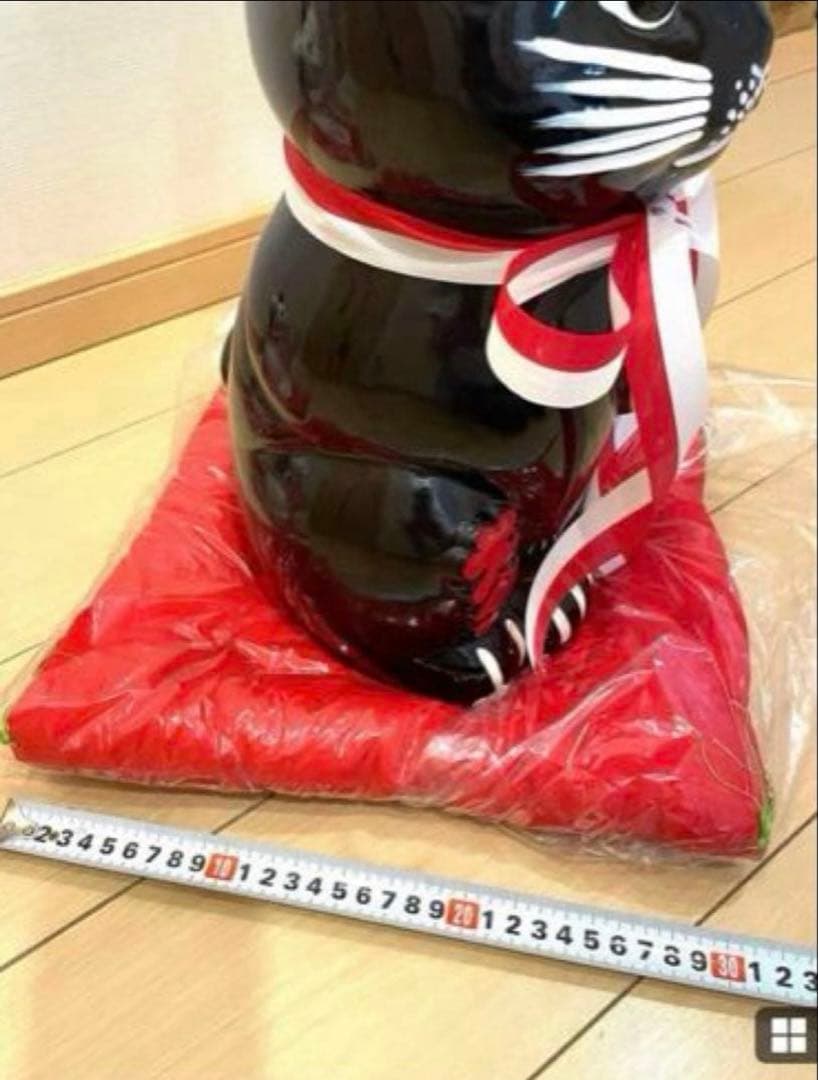 ガチレトロ レア物 新品時物 黒猫 招き猫 清風作 最高級陶磁器 縁起物