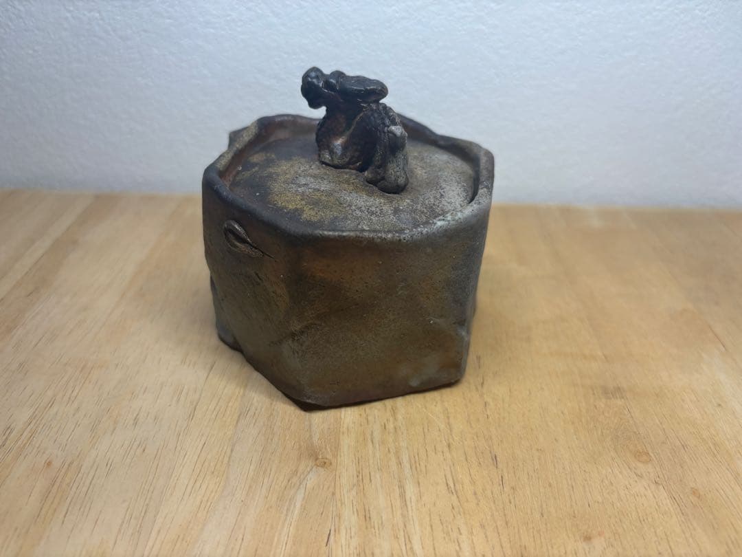 59.備前焼 宝瓶 登り窯 龍 りゅう 六角 手びねり 急須