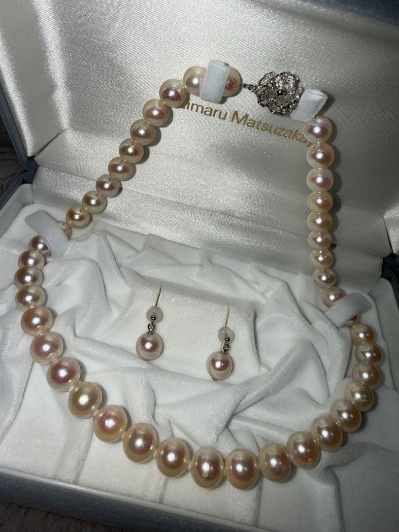 《未使用》大丸松坂屋9-9. 5mm大玉アコヤ真珠　ネックレス&ピアス