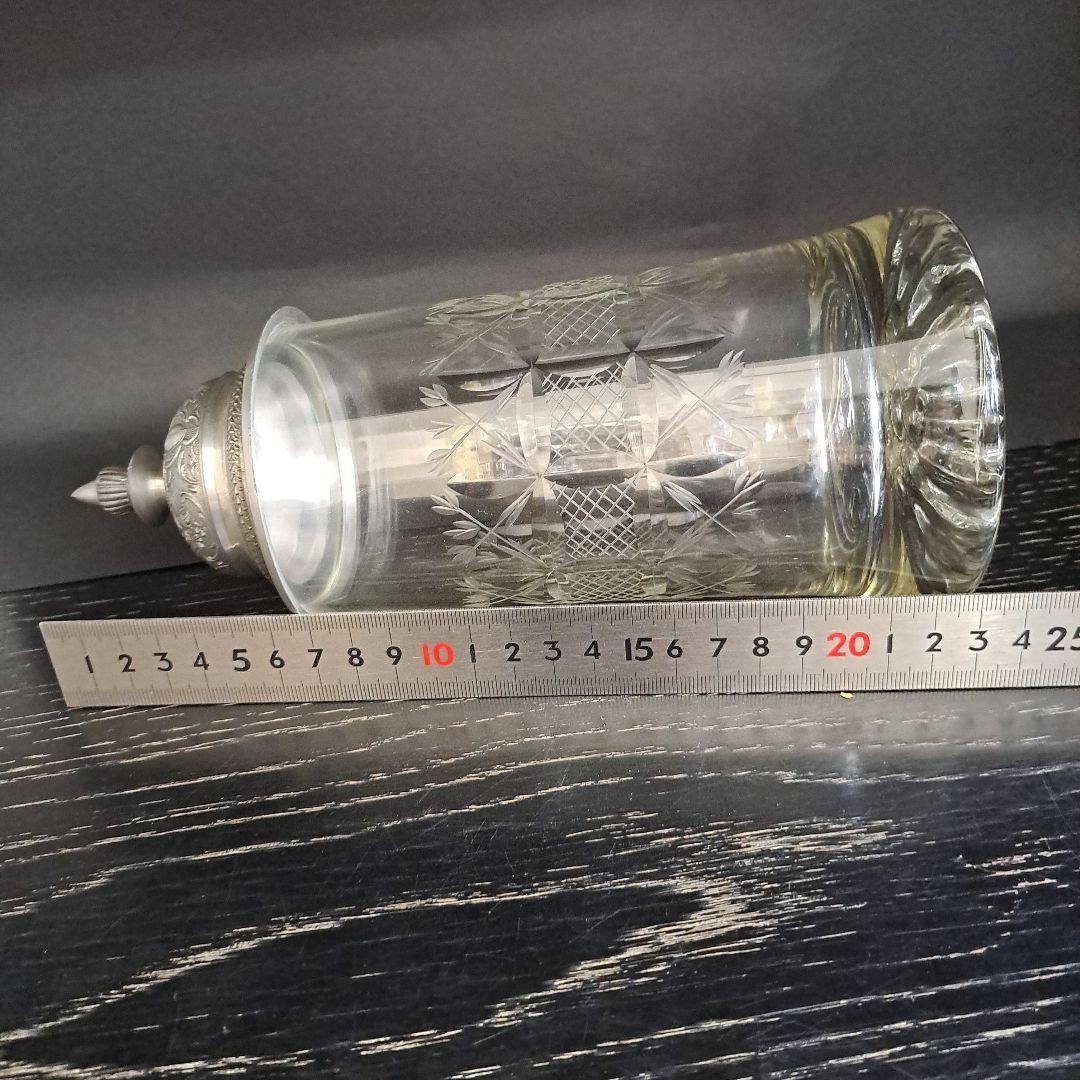 明治初期 極上 天満切子 錫蓋 ジョッキ クリスタル硝子