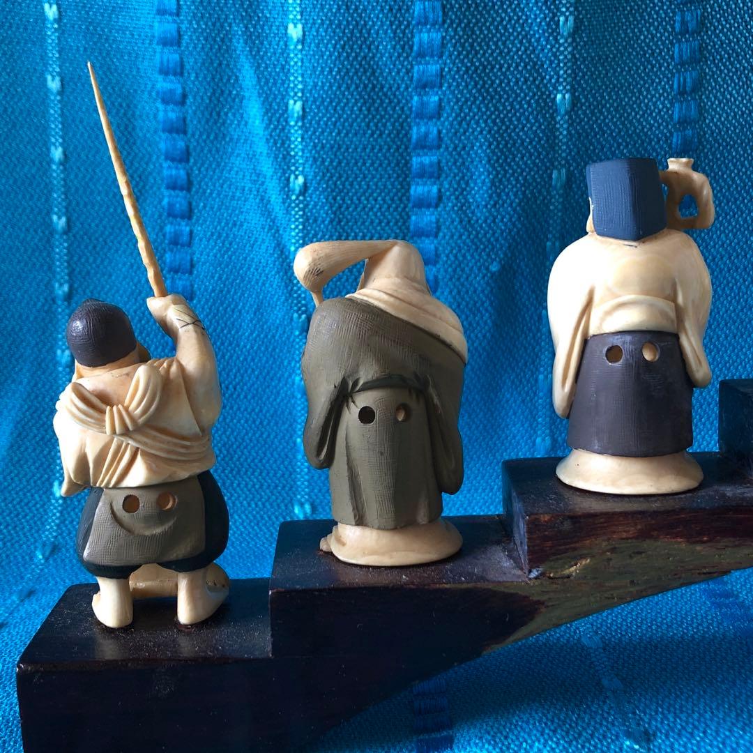 マンモス牙彫り七福神根付け置物