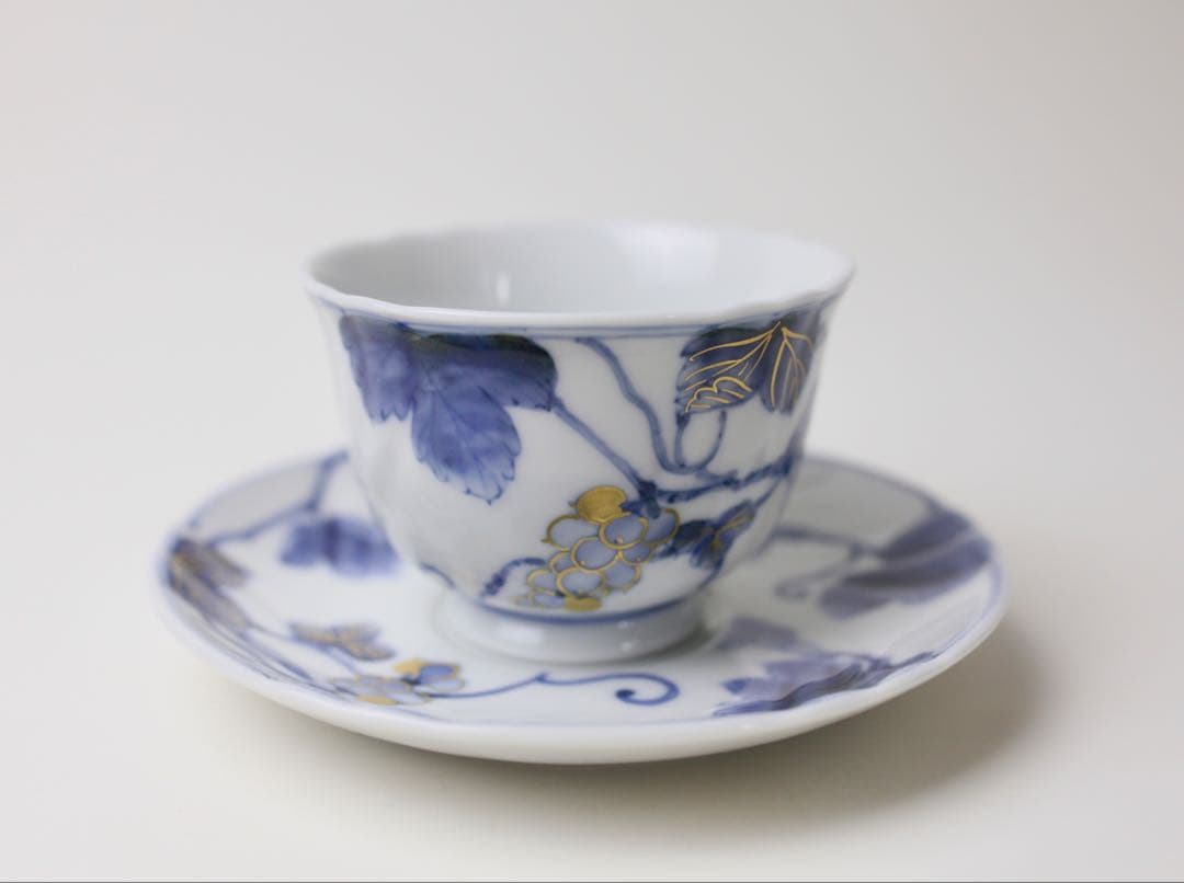 九谷焼 山本長左 葡萄文 コーヒー カップとソーサー - メルカリ