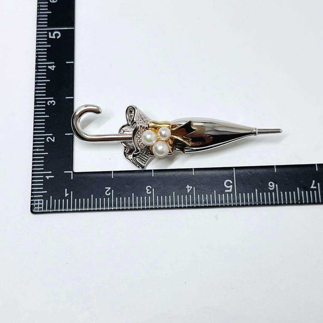 極美品✨MIKIMOTOミキモト アコヤパール ピンブローチ 傘 アンブレラ