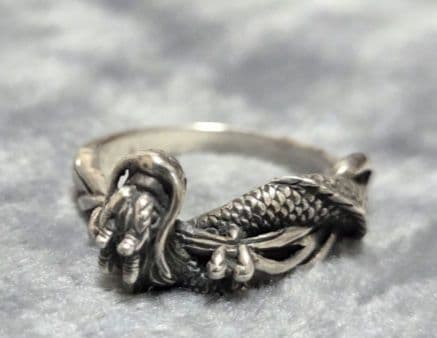 ☆かすう工房☆睡蓮リング&ドラゴンリング☆3点セット　花　龍　竜　和風