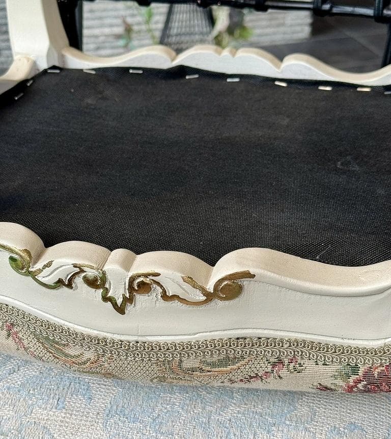 超美品 猫脚 スツール ロココ 姫系 ファブリック 薔薇