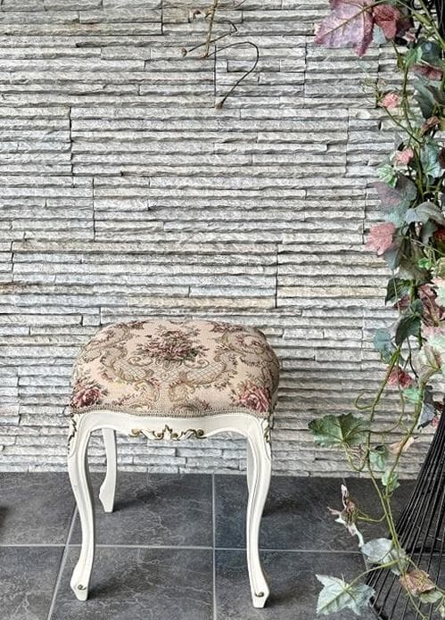 超美品 猫脚 スツール ロココ 姫系 ファブリック 薔薇