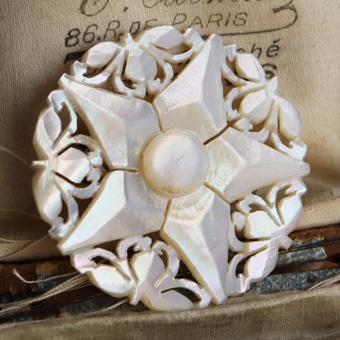 39】ビンテージ ベツレヘムパール ブローチ 36mm 五芒星