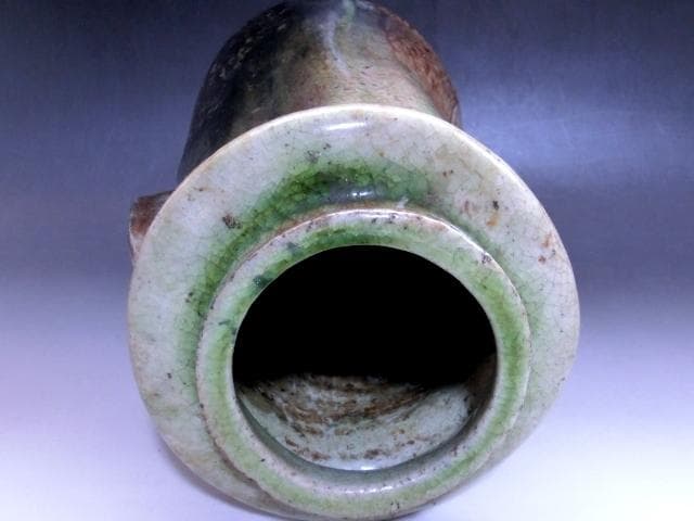 花瓶■伊賀釉【須田祥豊】作 明治初期 花器 京焼名工 耳付き 時代物 骨董品■