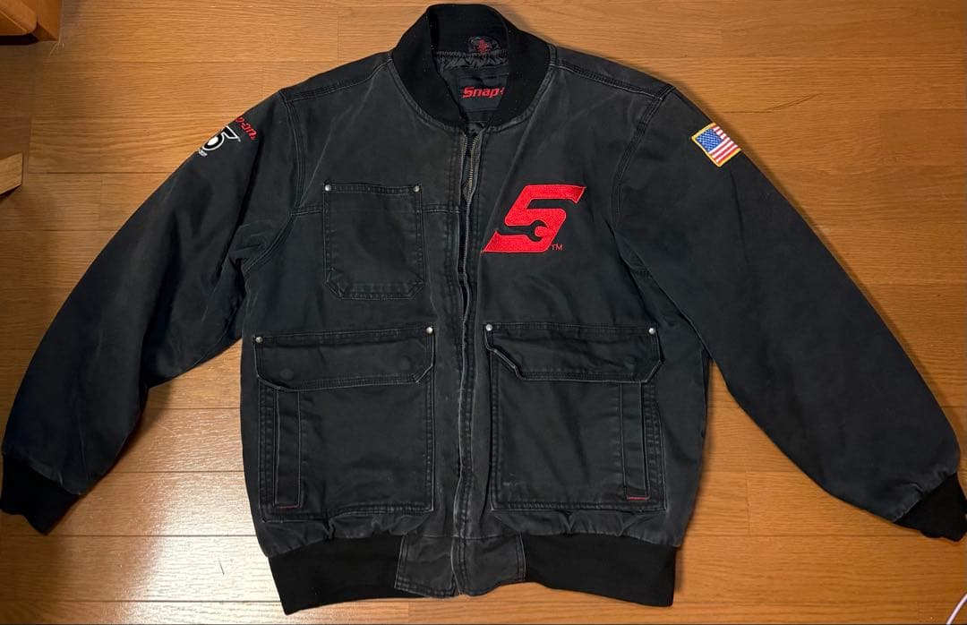 スナップオン ダックジャケット L 黒 ブラック 刺繍ロゴ スナップオン Snap-on ダックジャケット ブルゾン 刺繍ロゴ XL