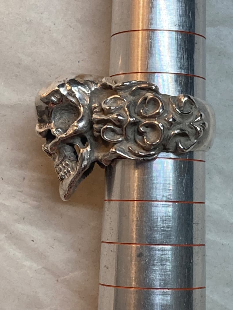 刻印 ごつい 骸骨 スカル ドクロ シルバー 925 リング 骨太 モンスター