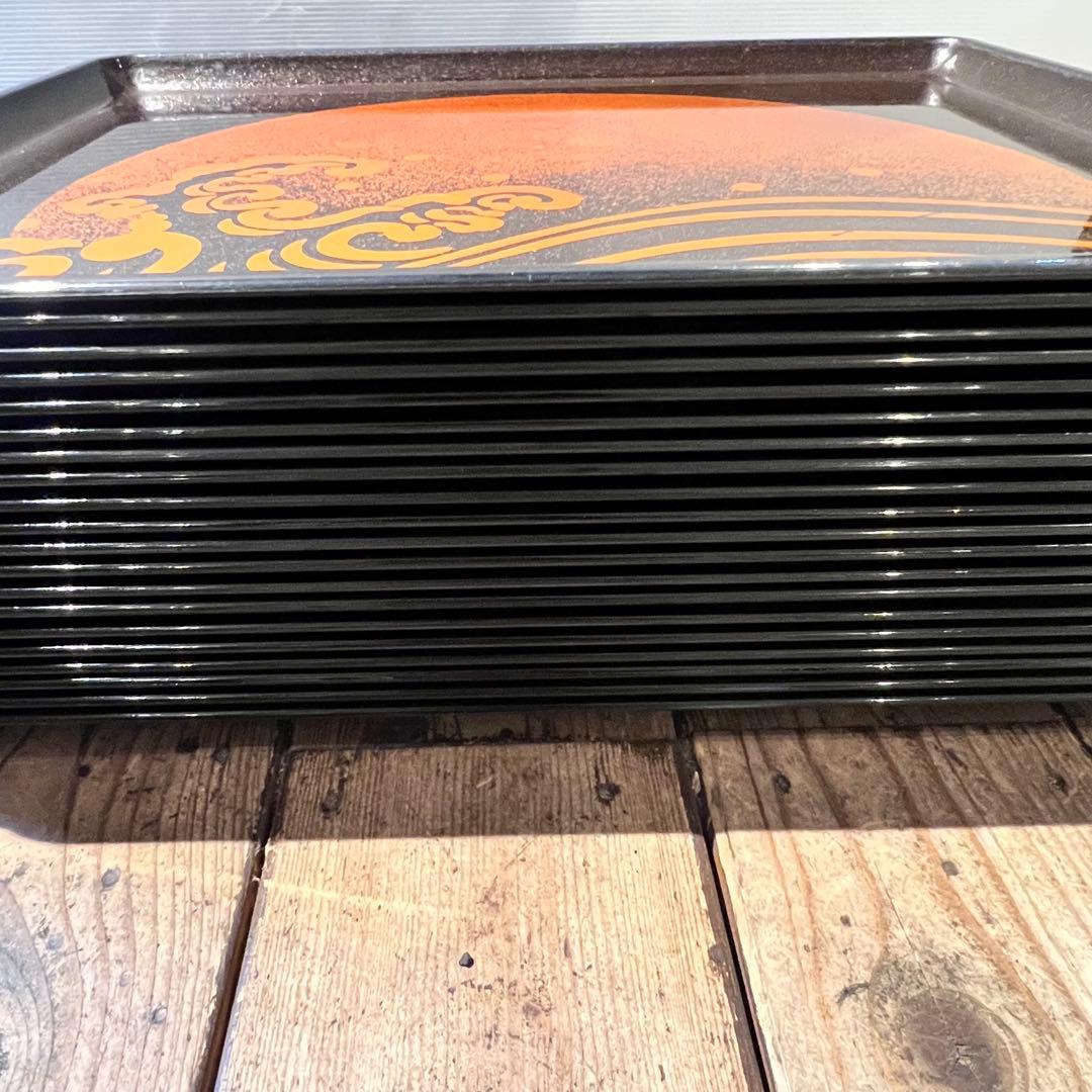 ④波　太陽　月　黒盆　和風　18枚　おまとめ　懐石　旅館　昭和レトロ