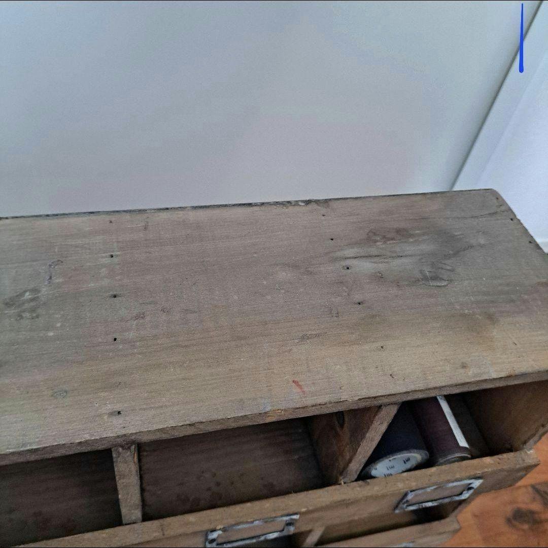 壁掛け可 アンティーク 木製収納ボックス 3段10個引き出し 古材