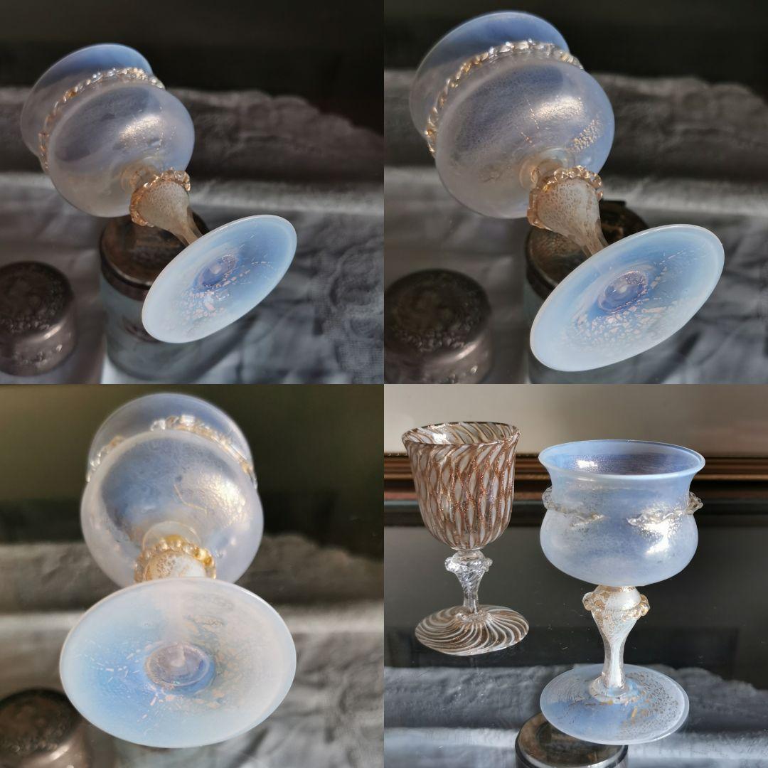 アンティーク ヴェネチアンガラス ムラーノリキュールグラス ホワイト