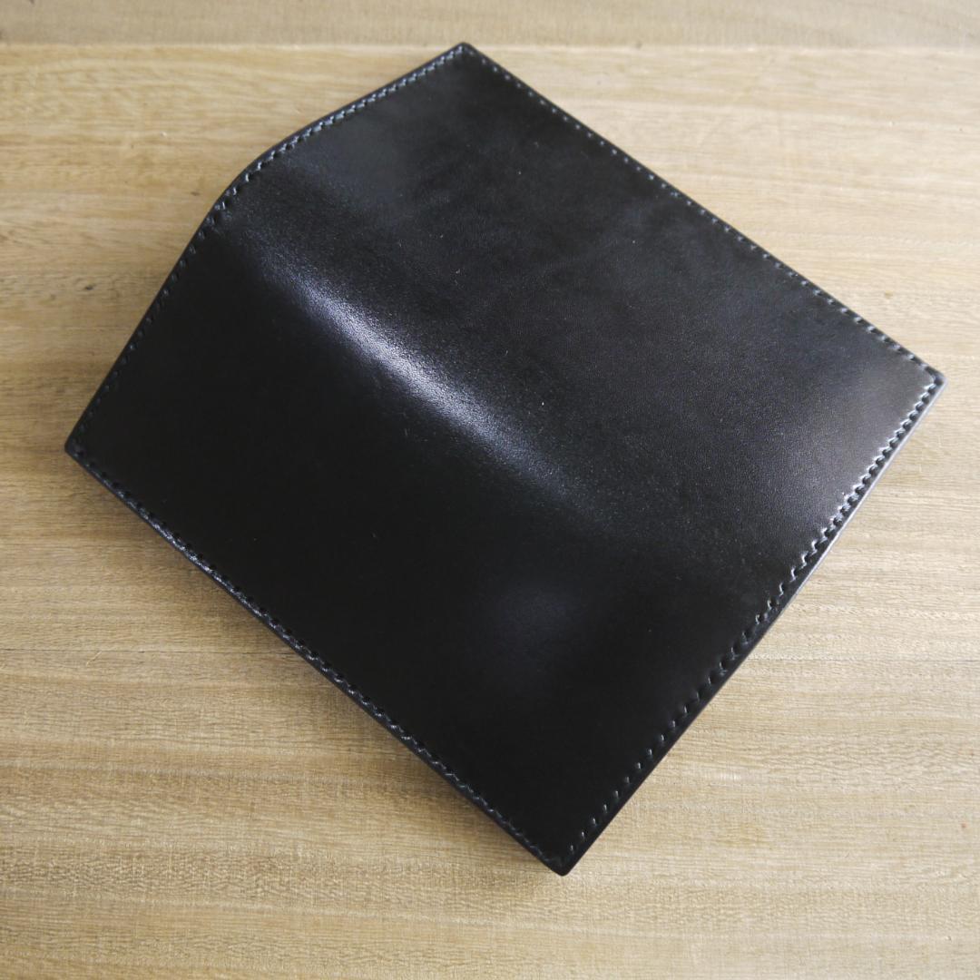 【くうねこ様】ヌメ革　栃木レザー　サドルレザー　ロングウォレット　二つ折り　黒