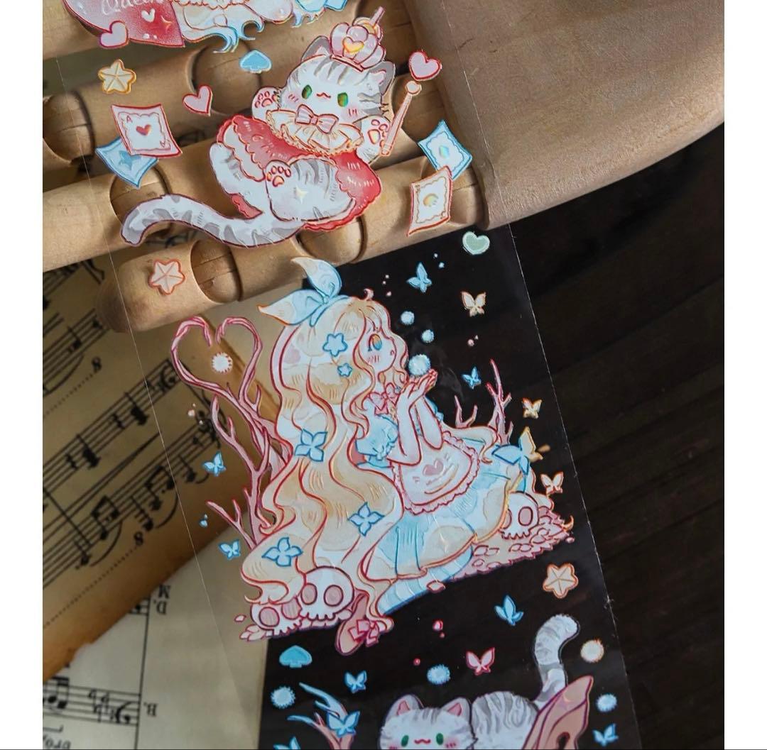 海外マスキングテープ巻売り アリスと子猫 人物マステ 虹光petテープ