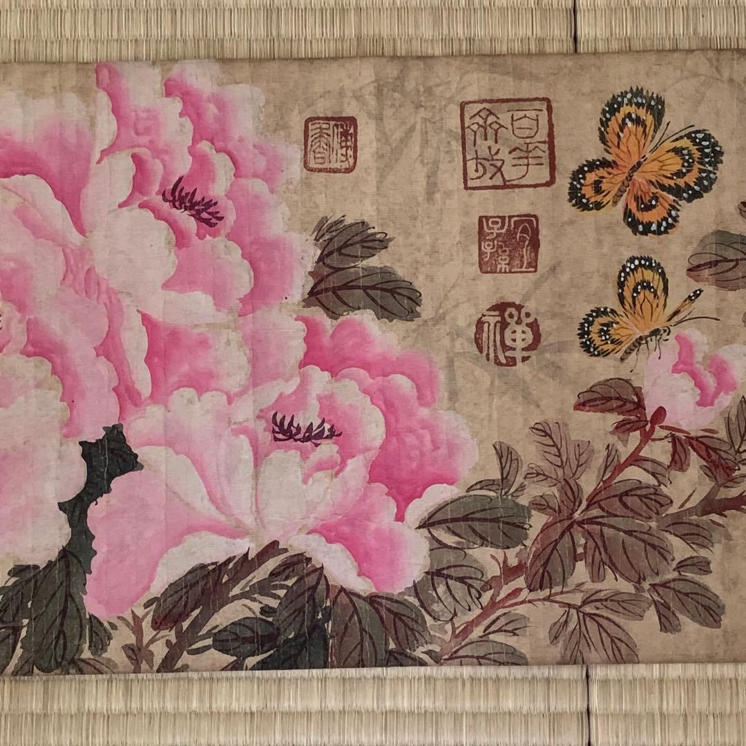 中国絵画　逸品 清国 名家 馬荃 清代の女性 花鳥画の至高の美 巻物絵　肉筆保証