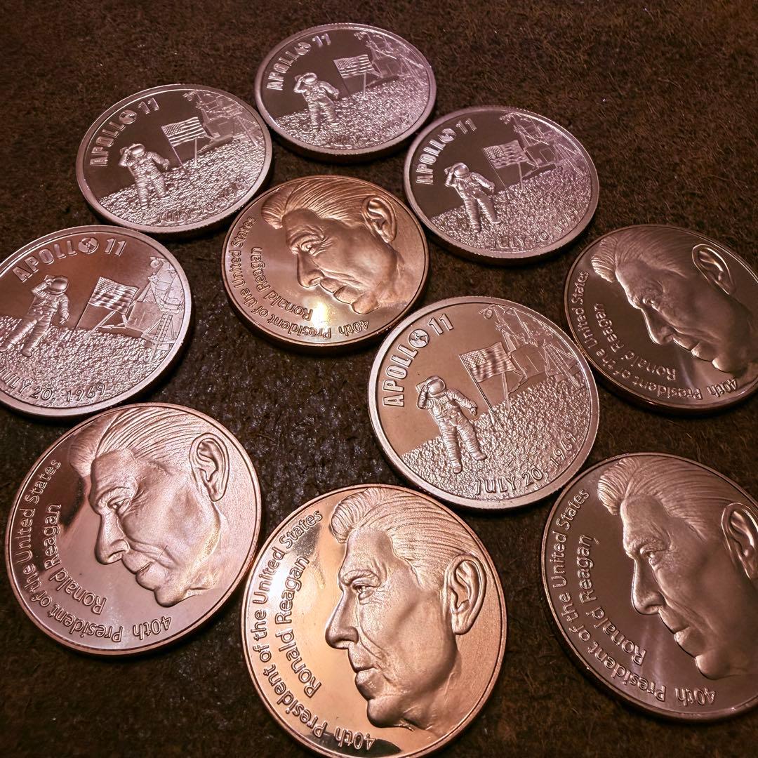 【10枚セット】純銅 銅貨 1oz アポロ/レーガン メダル ラウンド