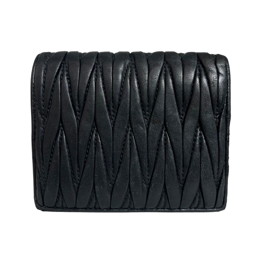 希少✨ミュウミュウ 二つ折り財布 マテラッセ ビジュー ブラック 黒