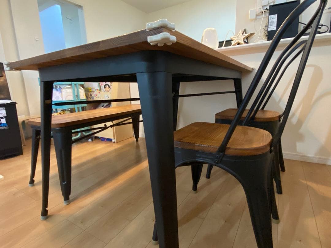 【引取限定】LOWYA ダイニングテーブル ベンチ/チェアセット 定価4.8万