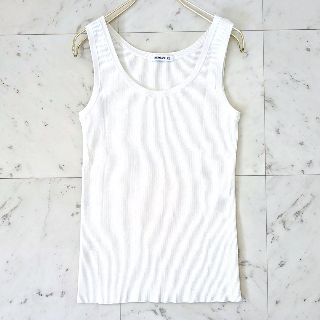 美品　ドゥーズィエムクラス EVERYDAY I LIKE リブタンクトップ 白