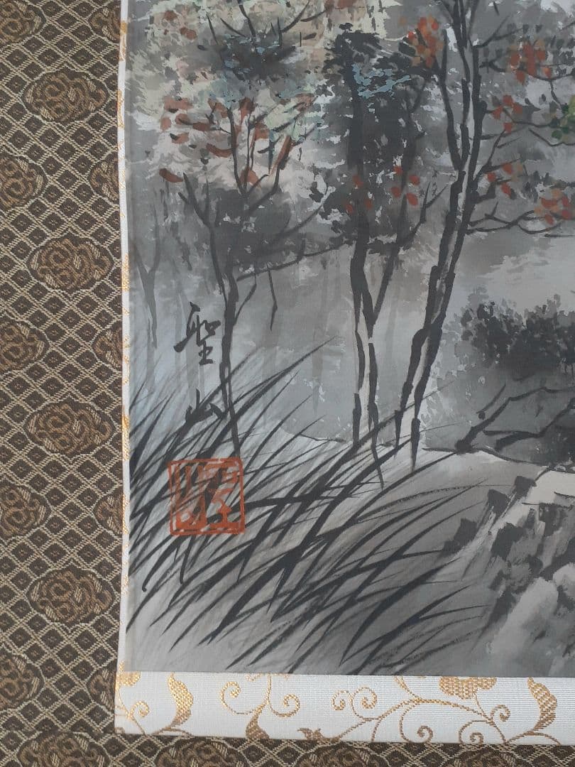 葛谷聖山 春夏秋冬 四季山水図 肉筆絹本 四幅掛軸 共箱 美品