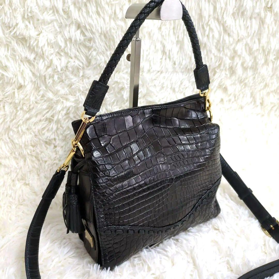 定価84万!!!JRA認定 クロコダイル センター取り ショルダーバッグ2way