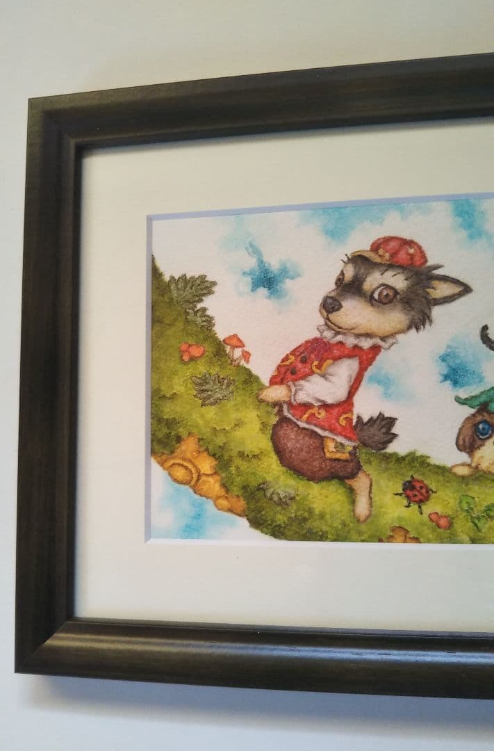 【原画】『大陸間移動装置』（絵画　動物　チワワ　黒猫　植物　龍　苔　蛇）