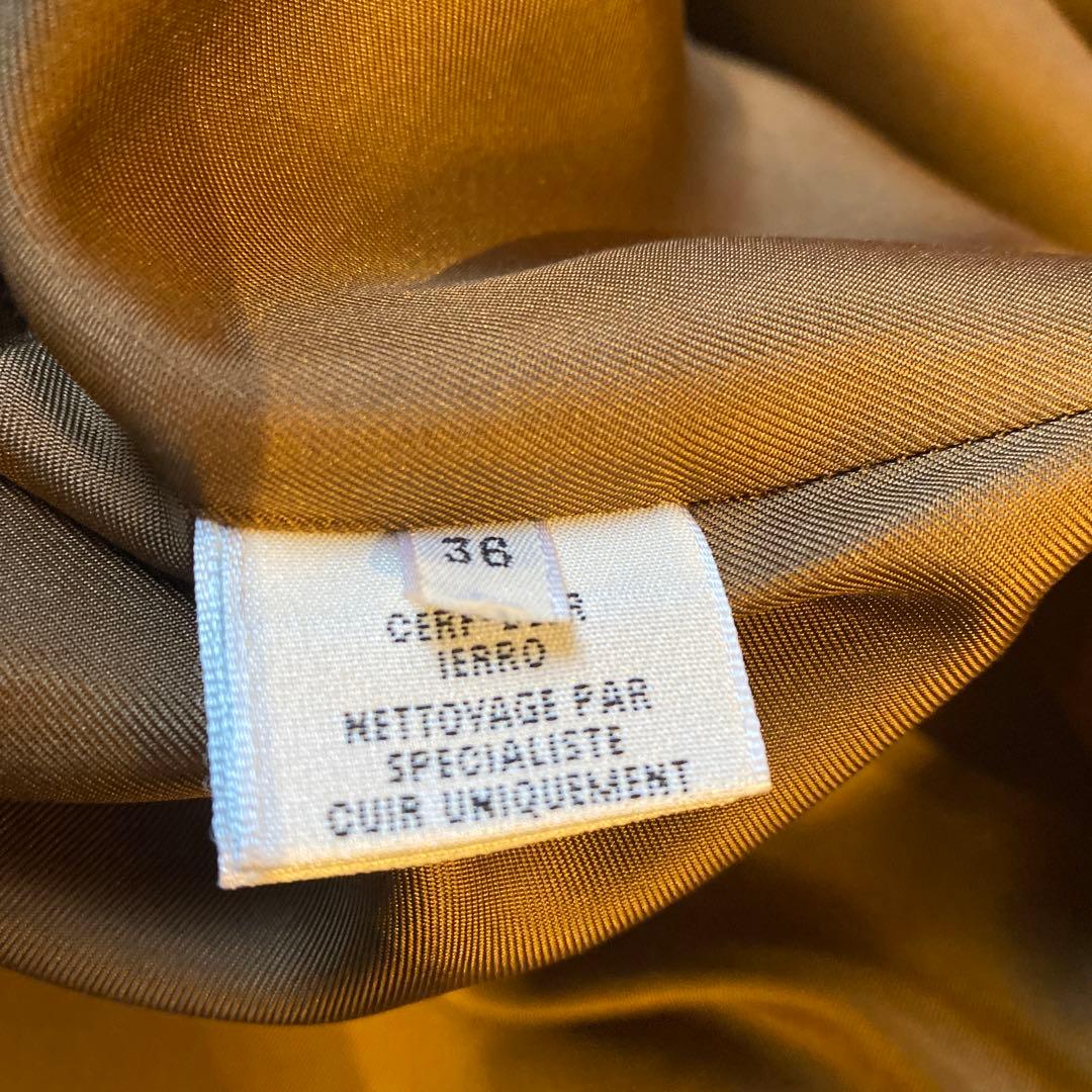 美品　エルメス　スカート　36ブラウン系 牛革　レザー