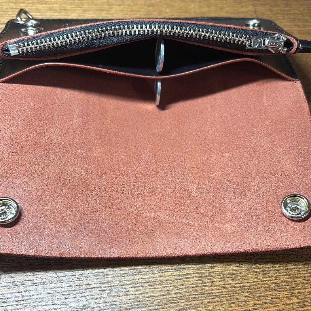 茶芯ハンドメイドトラッカーウォレット タロンジップ