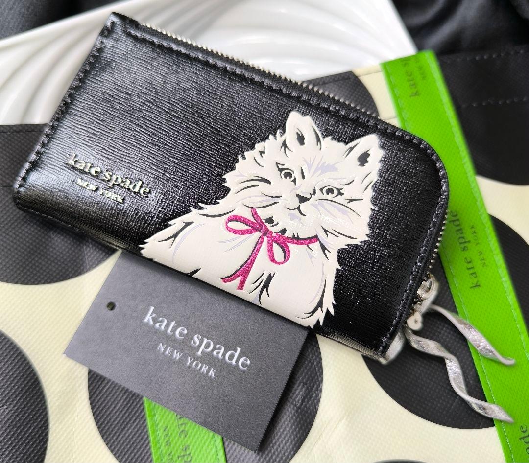 新品 ケイトスペード ウィスカーズ 折り財布 白猫財布 バイフォールド
