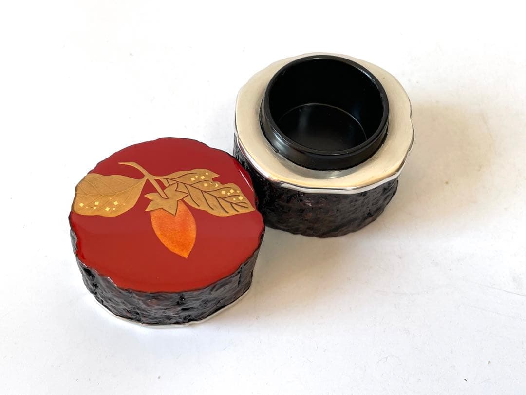 塗師　中村宗悦　玄々斎好写　筆柿香合　共箱　柿香合　茶道具