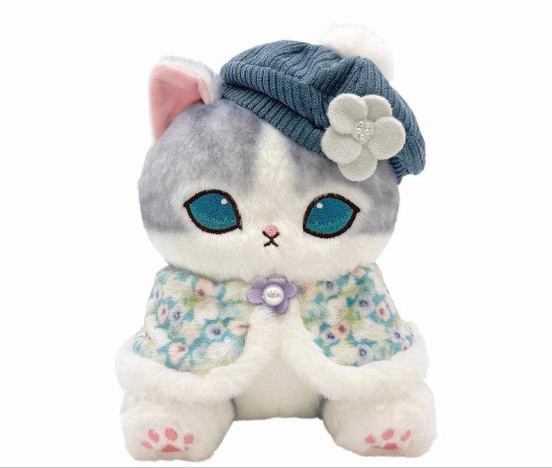 mofusand×日比谷花壇 ぬいぐるみ ケープにゃん　ブルー レッド セット