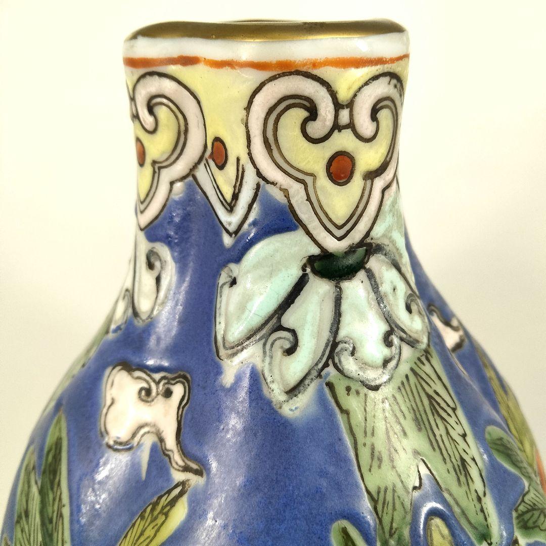 中国 大清同治年製 色絵粉彩花鳥図 瓢箪形花瓶 高さ38cm EE - メルカリ