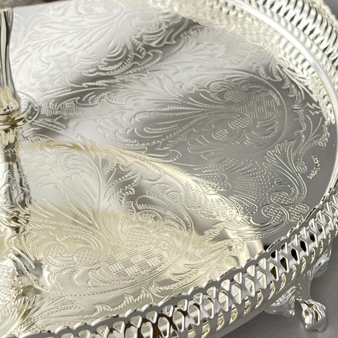 【QUEEN ANNE】 透かしのケーキスタンド 2段【シルバープレート】