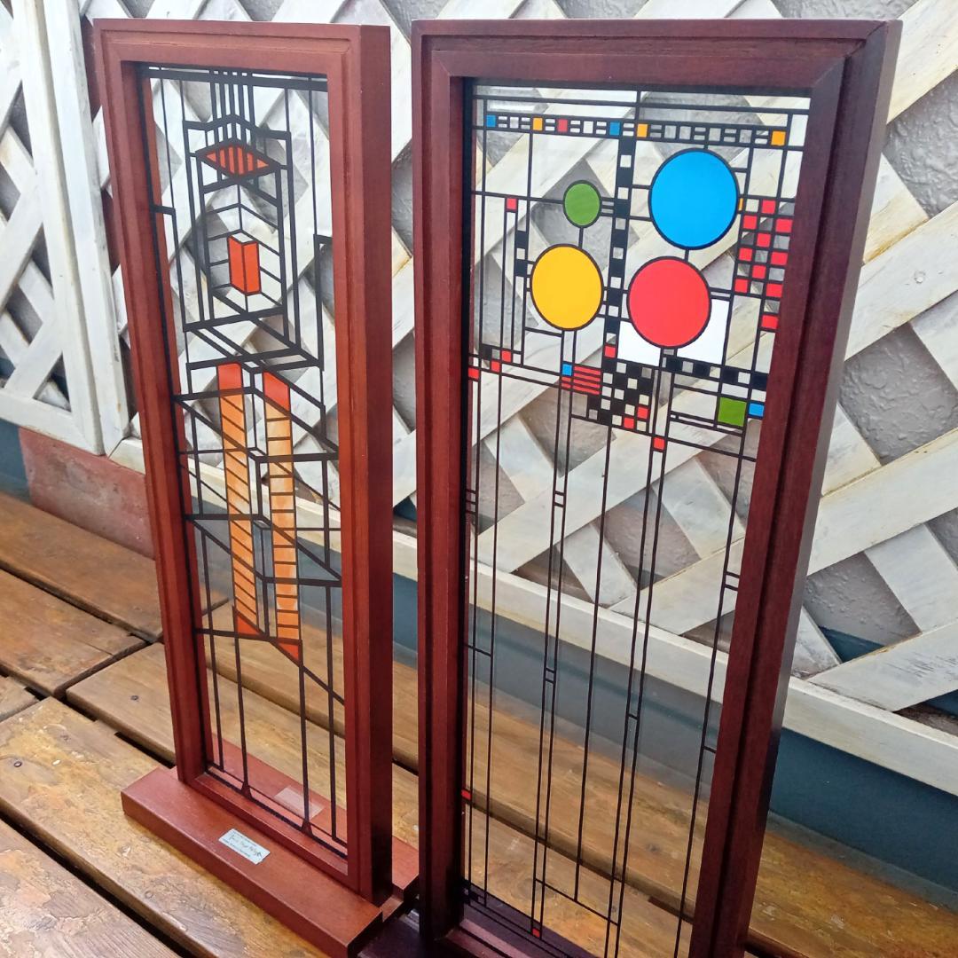 フランクロイドライト ステンドグラス木製枠２枚パレード＆ロビー邸グラスマスターズ Amazon.co.jp: フランクロイドライト ステンドグラス木製枠2枚