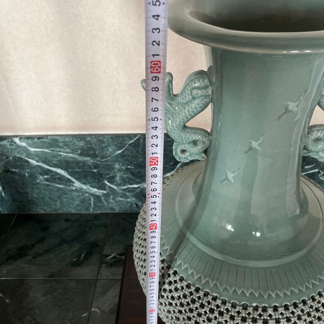 特大壺青磁床の間美品