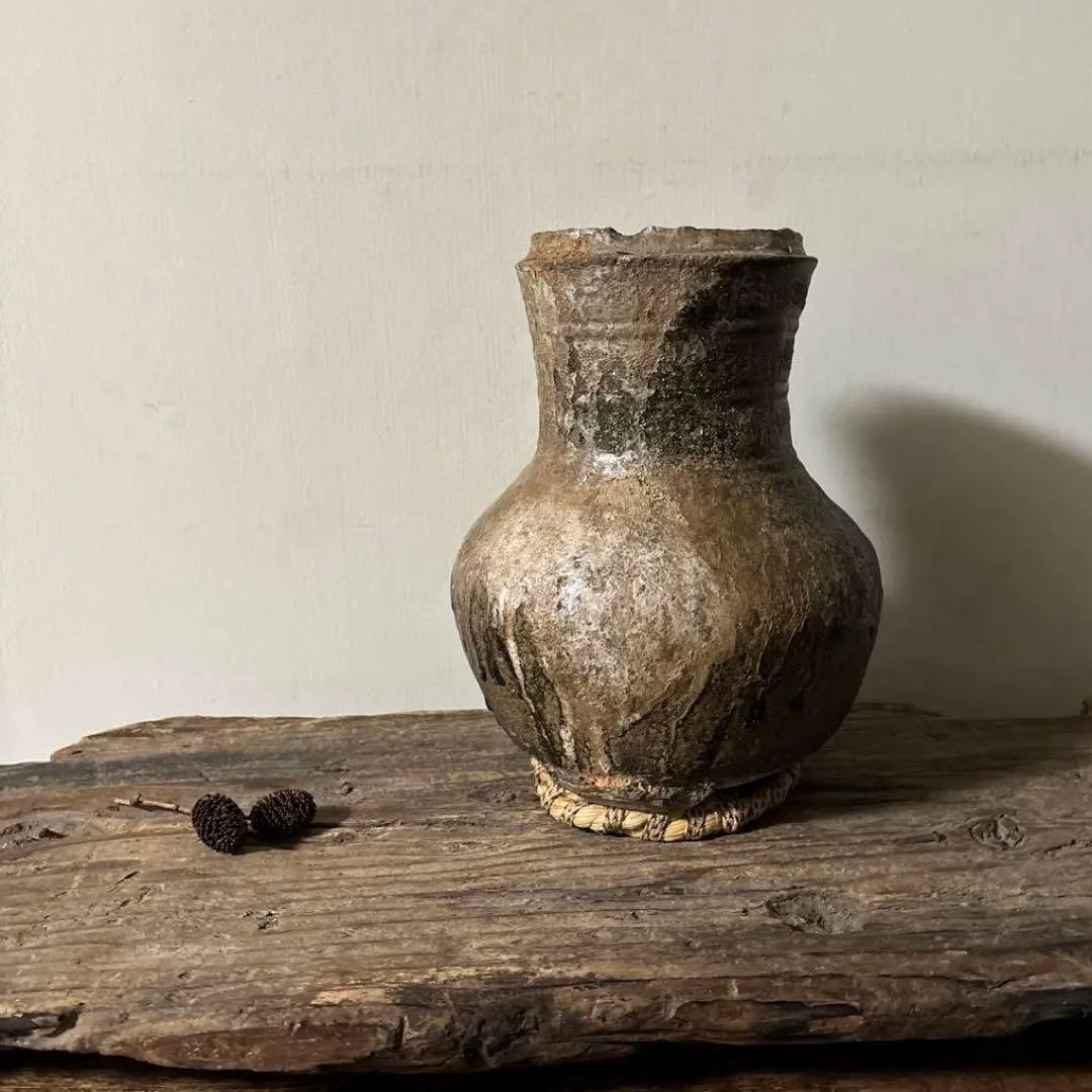 景色の良い　新羅〜高麗　壷　花生 花入れ アンティーク　古道具　骨董品検:李朝 景色の良い 新羅〜高麗 壷 花生 花入れ アンティーク 古道具 骨董品検:李