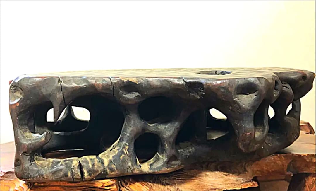 花台 香台 盆栽台 根卓彫り 天然無垢 一刀彫り 44㎝