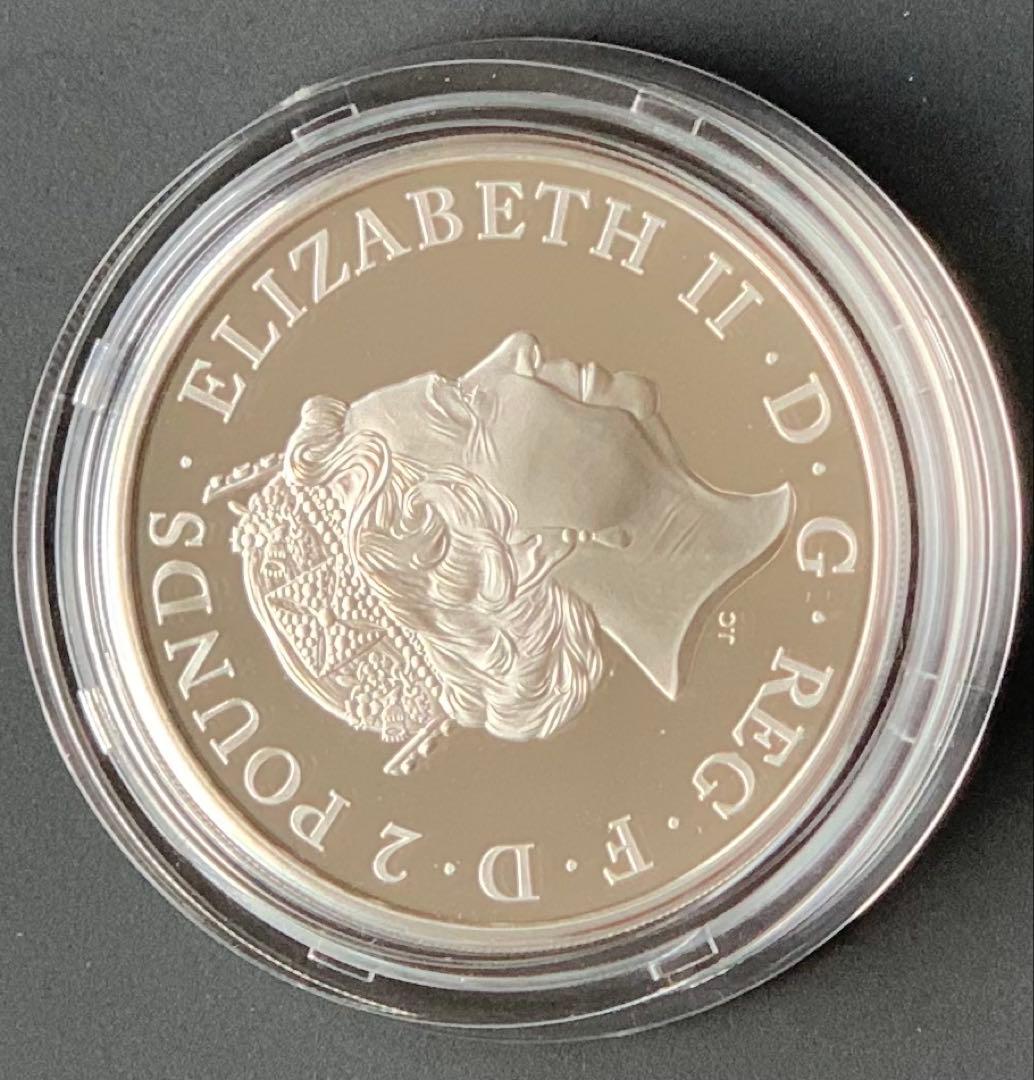 クイーンズビースト　プルーフ銀貨　グリフィン　オブ　エドワード3世