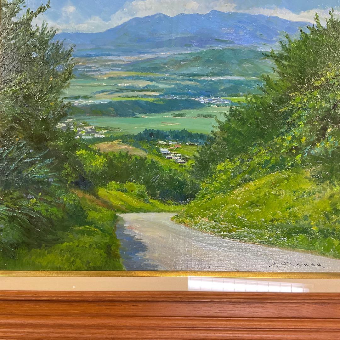 佐間田敏夫 「沖縄多野岳中腹より」 F8号 一枚の絵 古径額