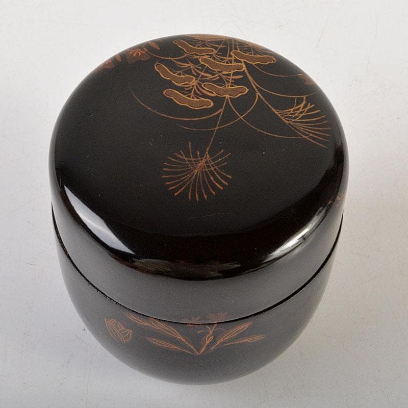 いさ　茶道具　秋草蒔絵　棗　時代箱付　V　6791