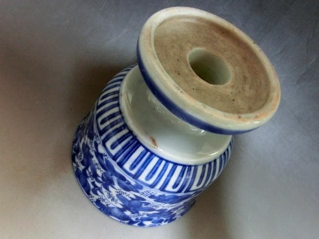 盃洗□染付花唐草紋 古伊万里 酒器 杯洗い(江戸後期～明治期) ベロ藍