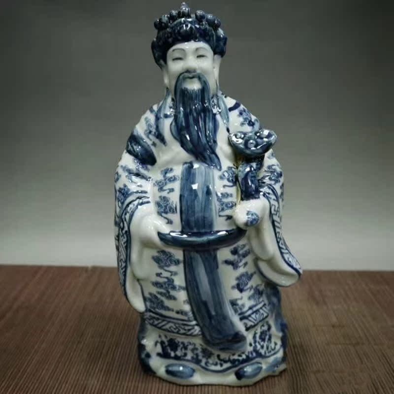 青花 福禄寿 三つ星 磁器 神像 置物 工芸品 美術品