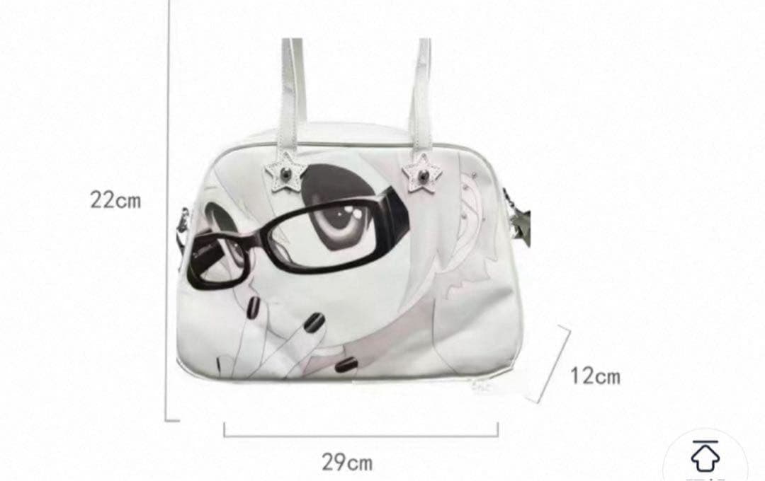 y2k平成ギャル　白いショルダーバッグ　アニメ　人像柄 合成皮革バッグ　00s