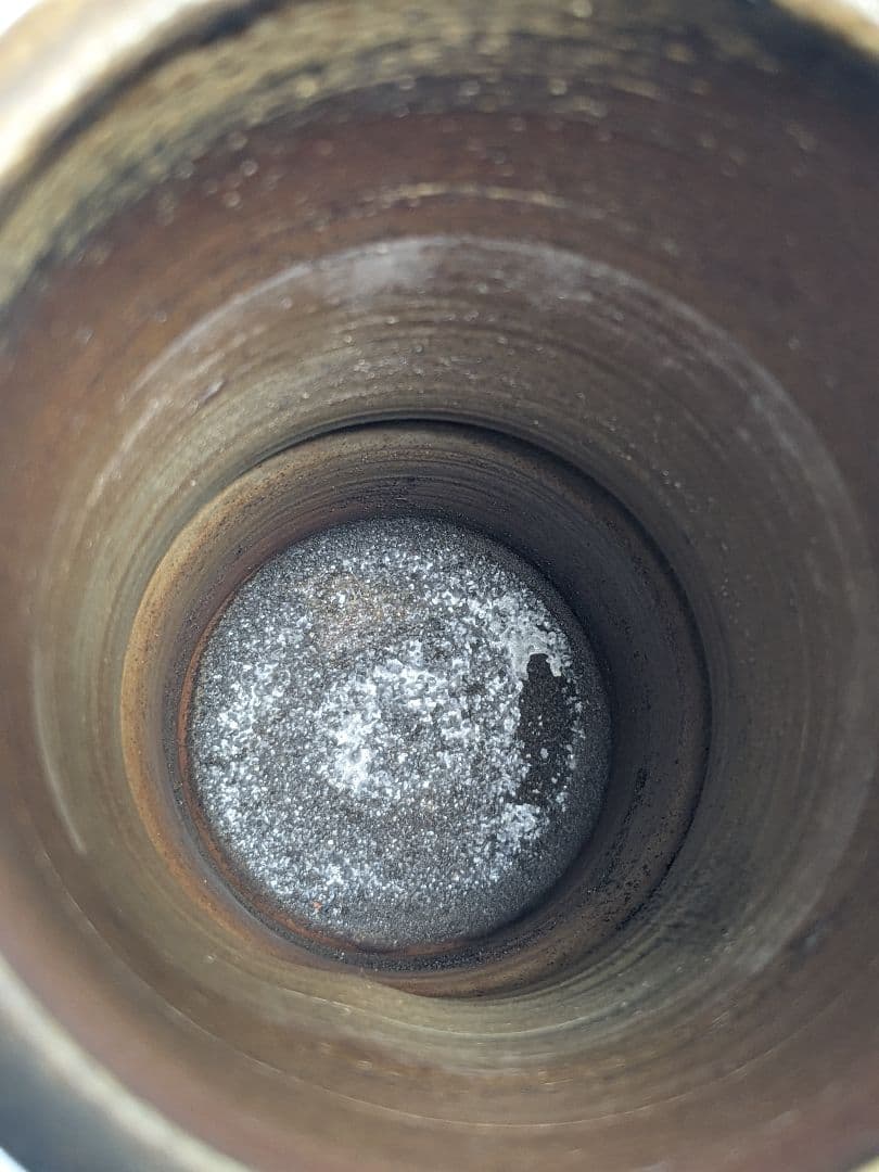 岡山県重要無形文化財 松井與之 備前焼 一輪挿花入 共箱共布 花瓶 花生