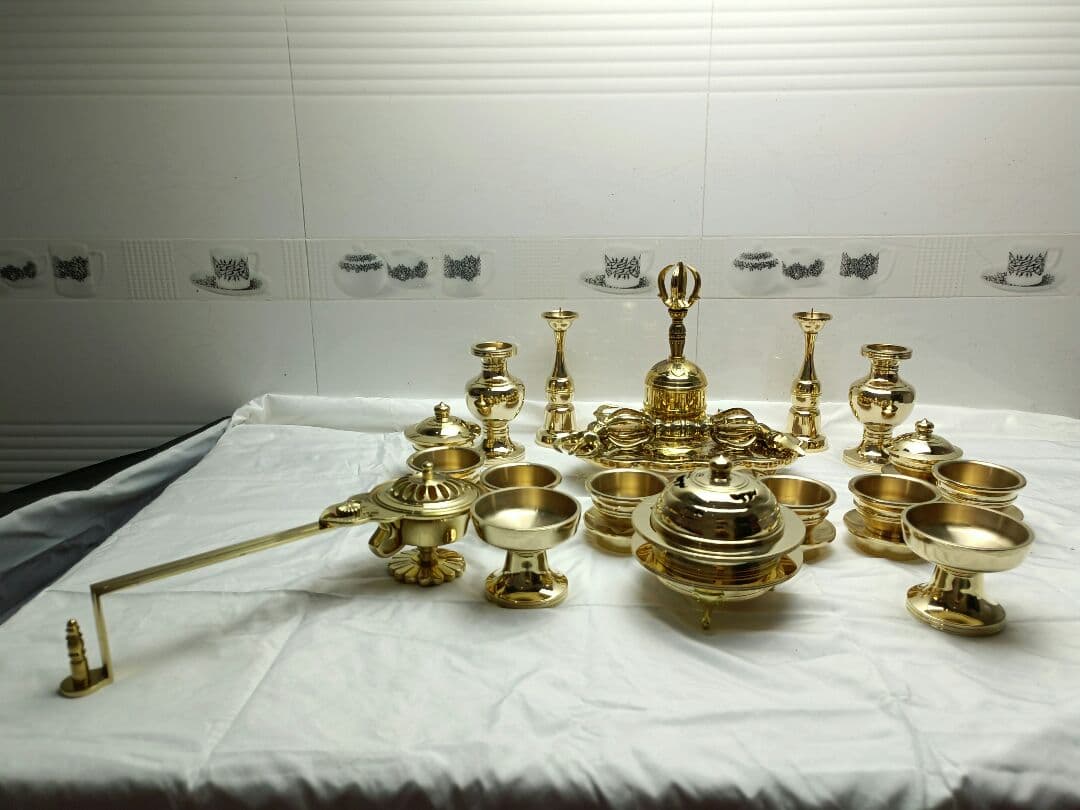 修縁堂】チベット仏教法器 真言宗 21点セット 密教 一面器 寺院用