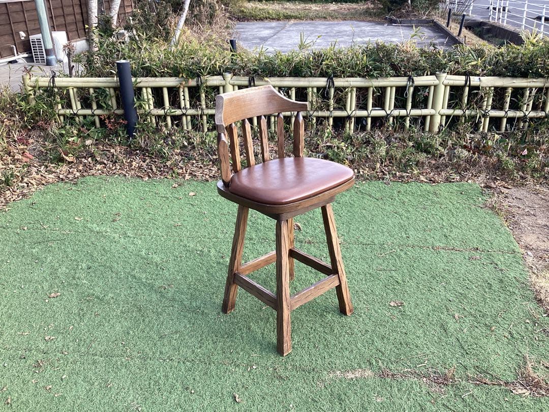 [さのちゃん] ビンテージ木製スツール カウンターチェア