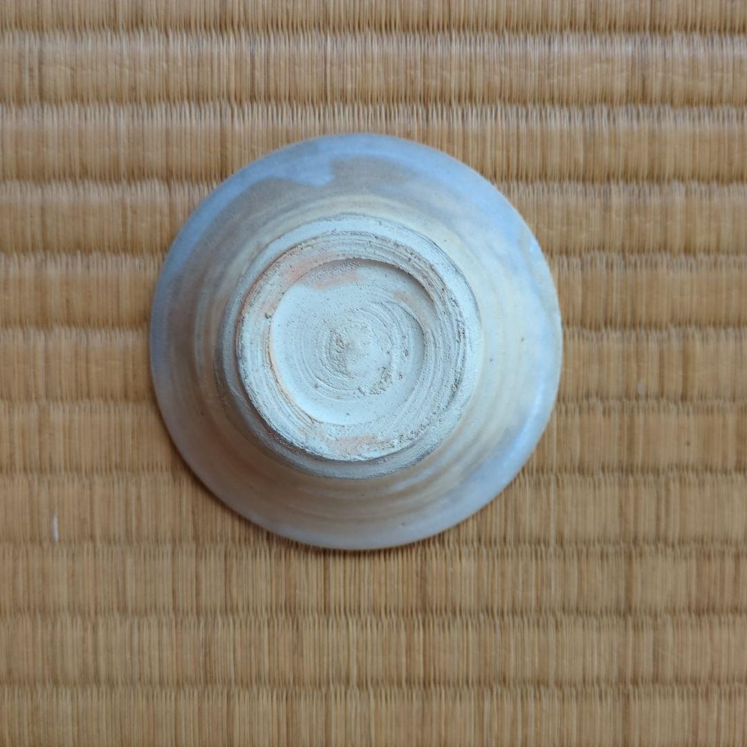 クリーム色の陶器皿 木箱付き 萩焼 酒器 骨董品