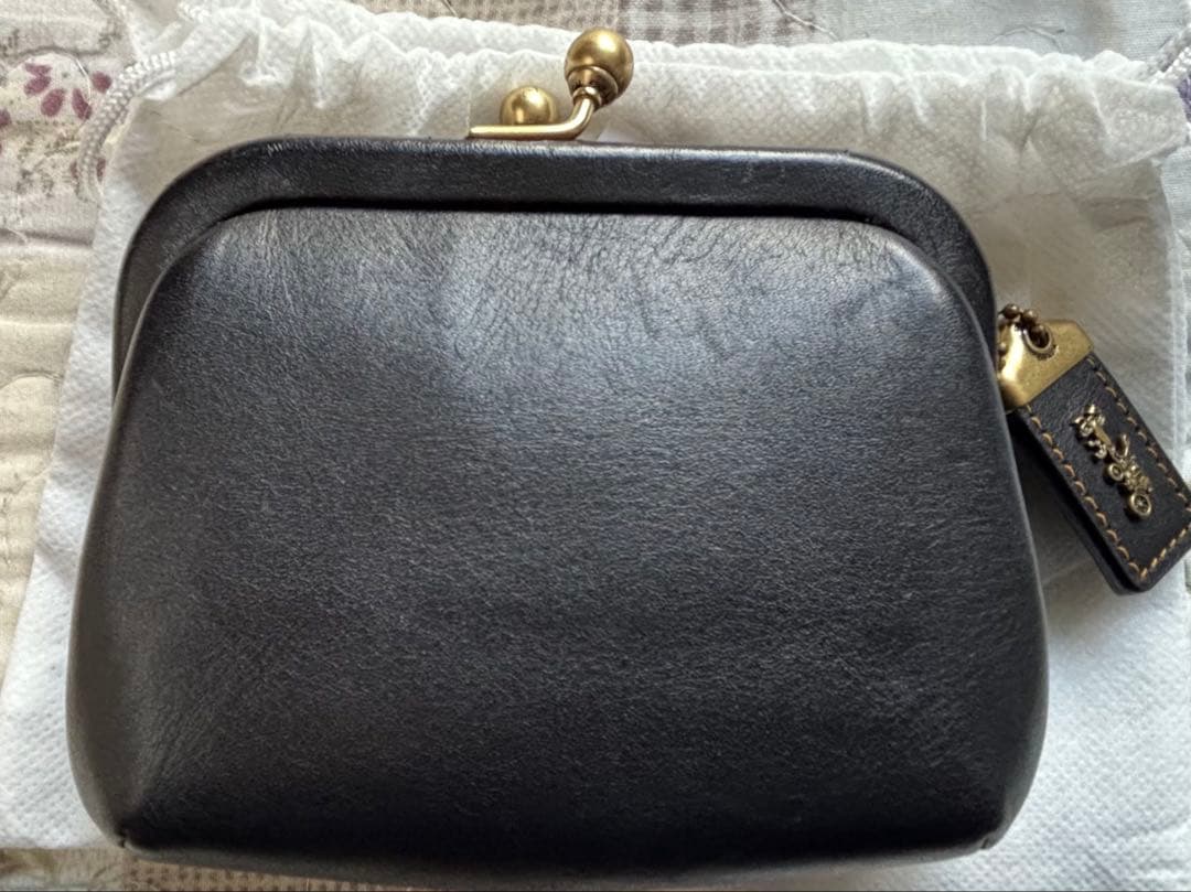 コーチ COACH がま口ケース　キスロック　ブラック