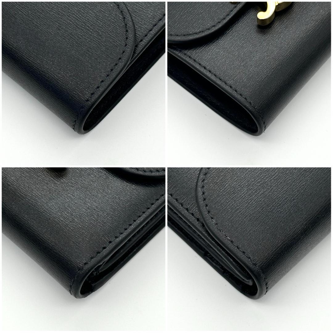 【極美品】セリーヌ　トリオンフ　スモール フラップウォレット 折財布　黒